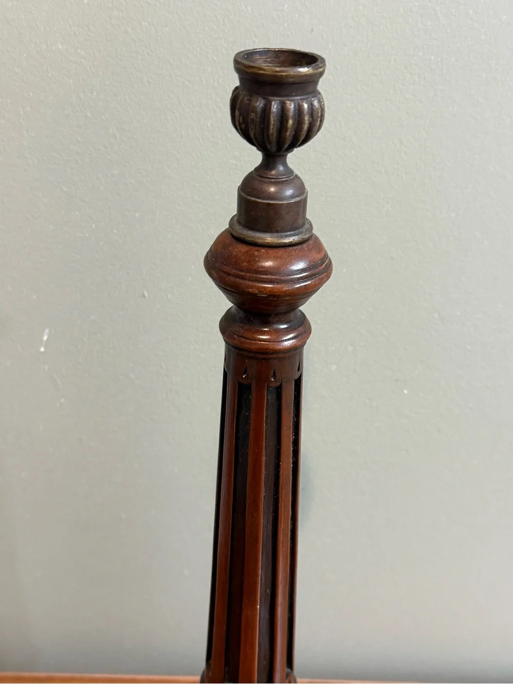 Vintage Theodore Alexander Signed Numbered Candlestick Walnut Bronze
